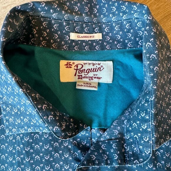 Classic Fit Men’s Patterned Button Down – Penguin – Men’s L - Picture 2 of 3